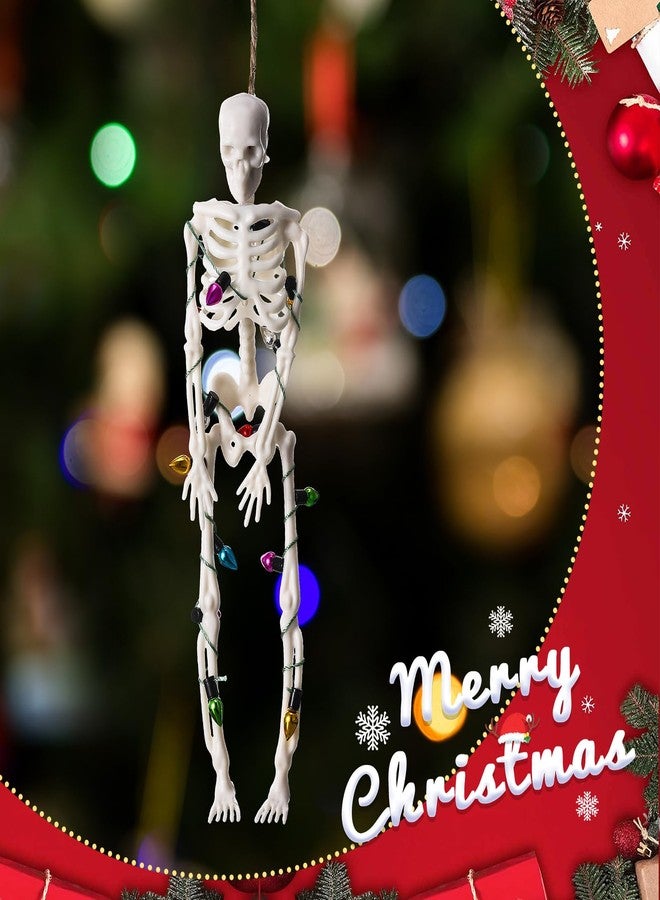 Tujoe 10 Pcs Christmas Skeleton Wrapped in Lights 6.7 Inch Christmas Tree Hanging Ornament Scary Skeletons Mini Skeletons Figurines for Haunted House Graveyard Halloween Party Decor - Image 4